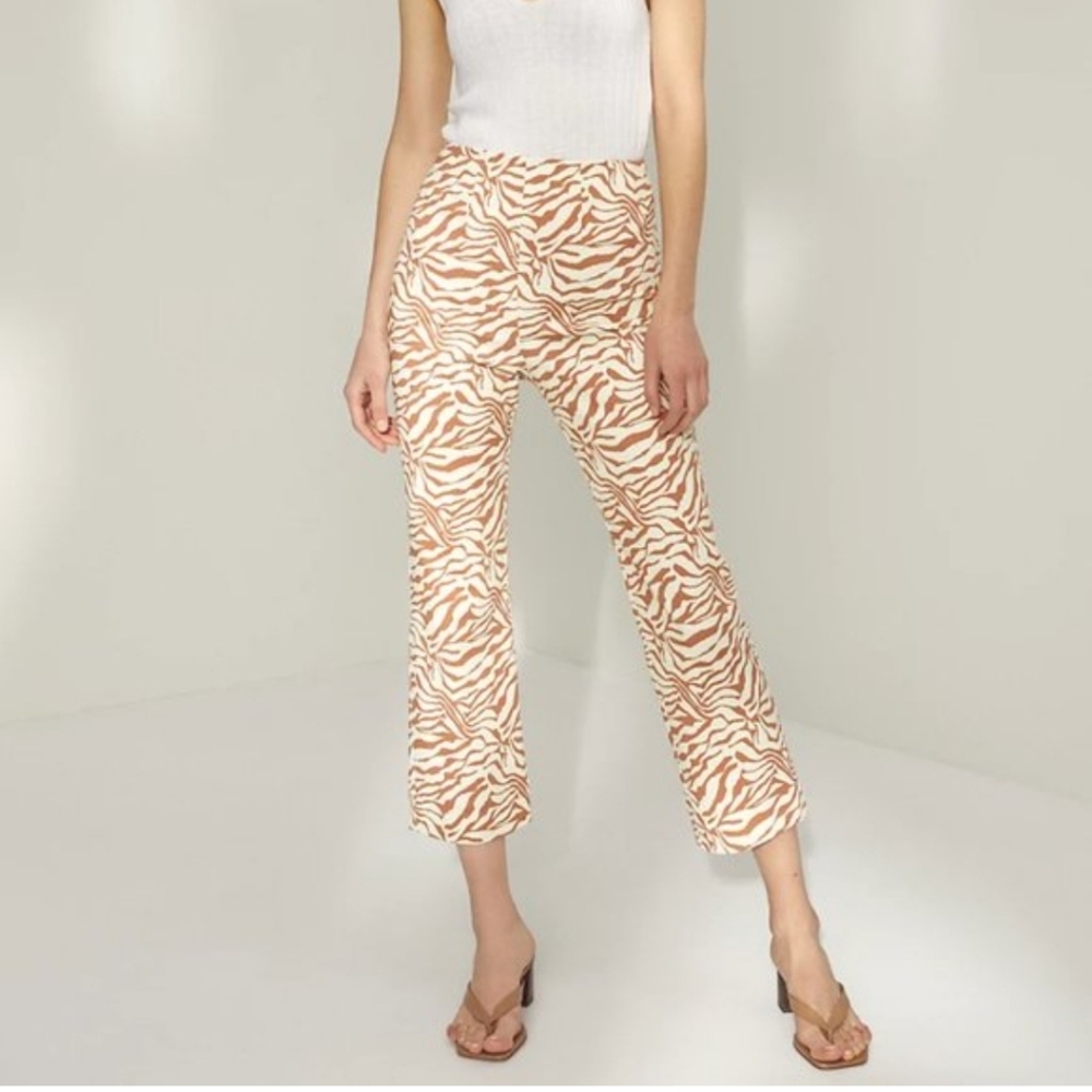Wilfred Muse Zebra Animal print flared pants high rise cropped size 0